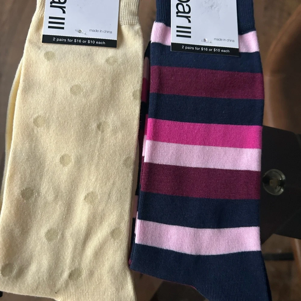 Bar III Men's Floral and Striped Socks - Purple, Cream, Pink (3 pairs) - Picture 3 of 6